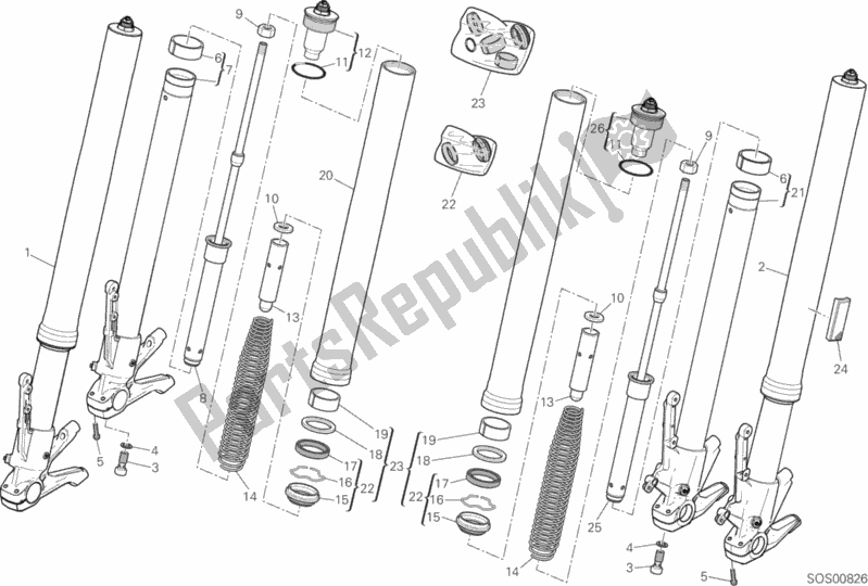 Todas las partes para Tenedor Frontal de Ducati Multistrada 950 SW Thailand 2018